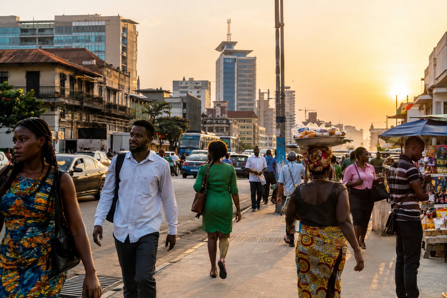 Street market at dusk