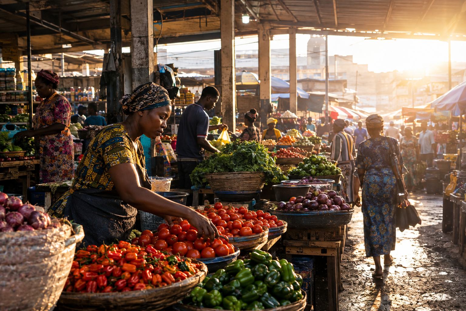 Market at sunrise, Lagos